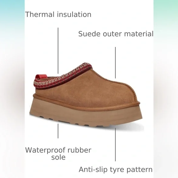 Women's Platform Mini Boots Short Ankle Boot Fur Fleece Anti-Slip Boot, Brown - Picture 3 of 12